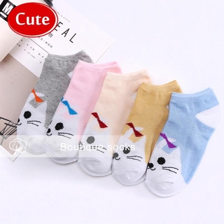 Calcetines invisibles de alta calidad para todos los partidos de dibujos animados lindos calcetines de gato blanco transpirable poliéster algodón mujer barco calcetines