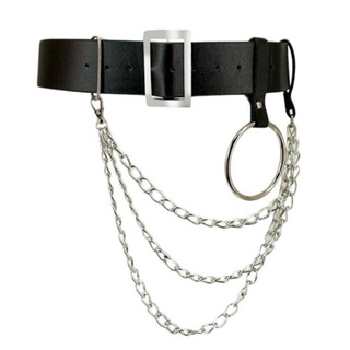 escuchar moda borla cinturón metal vientre collar cintura cadena nuevo cuero pu rock punk hip hop joyería corporal (5)