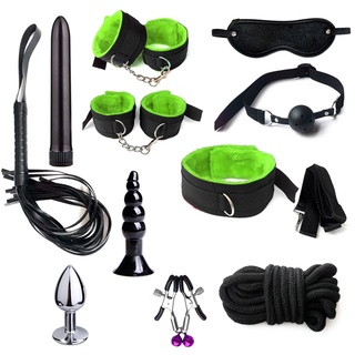 as 11Pcs/Set Sexy Bondage Whip Handcuffs Anal Plug Sex Toys Kit Adult Game Tools