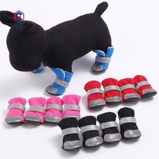 caere 4pcs reflectante perro cachorro zapatos pomeranian teddy bichon botas de suela suave para mascotas