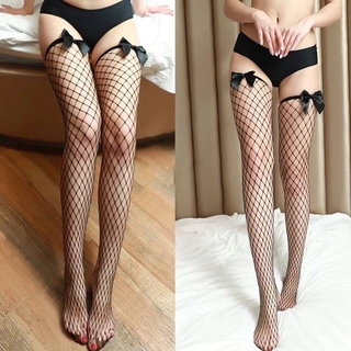 [Women Hollow Out Fishnet Bowknot Thigh High Tube Thigh High Tights] [Girls Fashion Nylon Over Knee Socks] [Casual High Stockings]