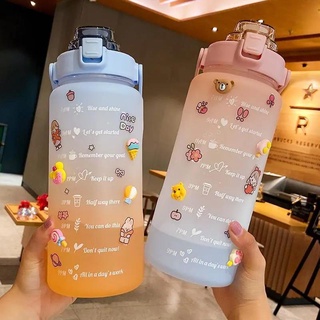 Botella De Agua Motivacional De 2 L Con Plástico Grande Para Gimnasio , Oficina/Entrenamiento (2)