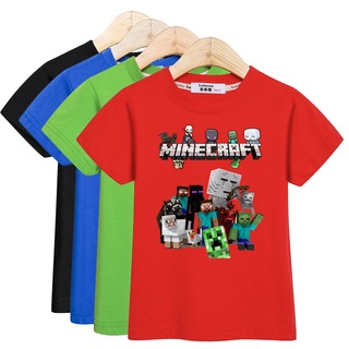 Verano Minecraft Camiseta Para Niño Manga Corta Top 3-14 Años Algodón