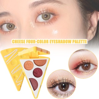 4 Colors Eyeshadow Palette Cheese Shaped Matte Glittery Eyes Makeup with Flashy Sequins Colors Cosmetics Highlighter