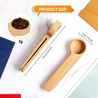 Alisondz Creative Scoop Home cucharada de café frijol cuchara de mango largo de madera de medición multifunción bolsa de sellado Clip (2)