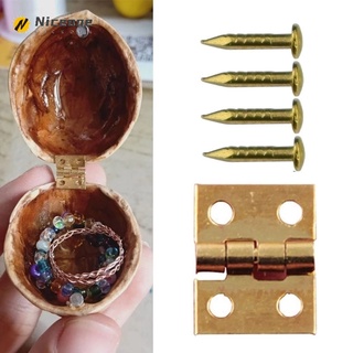 10pcs cobre puro mini bisagra de metal con clavos para caja de madera, joyero caja de pecho, armario, accesorios de diy