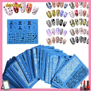 Daixiong 48 hojas de estilo aleatorio de transferencia de agua calcomanías de arte de uñas pegatinas DIY Kit de manicura
