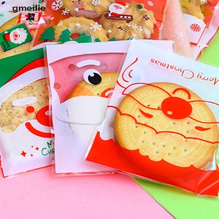 gmeilie 100 bolsas de plástico para galletas, regalo de navidad, santa nieve, aperitivos, galletas, embalaje mx