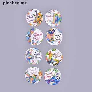 PINSHEN 500 unids/rollo redondo Animal gracias pegatinas sello etiqueta para álbum de recortes pegatinas.