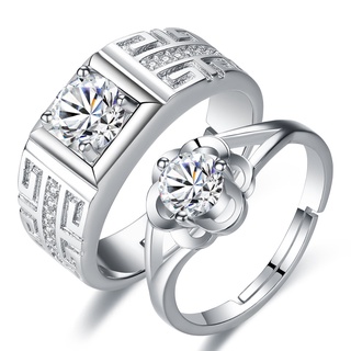 Ciruela flor pareja anillos plata S925 anillo ajustable cristal compromiso dedo embellecer mujeres moda accesorios de boda CR5A