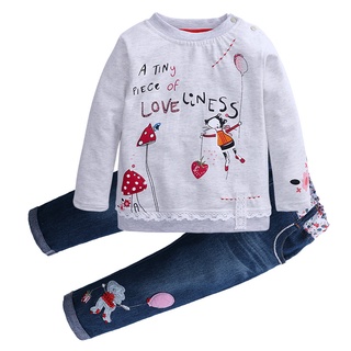 lindo de dibujos animados ratón niñas conjuntos de ropa de algodón de manga larga abrigo y jeans pequeña princesa bebé trajes ropa de niños 2 3 4 5 años