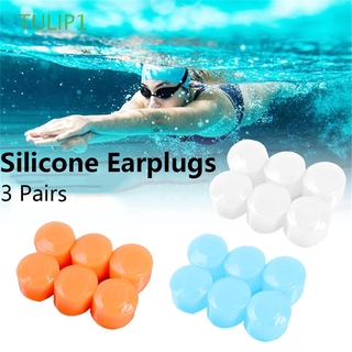 TULIP1 3 pares de tapones para los oídos de buceo duchas impermeables orejeras ambientales para dormir natación tapones para los oídos Anti-ruido silicona suave/Multicolor