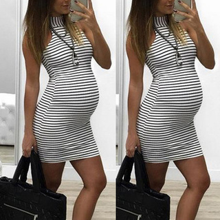 moda mujeres embarazadas lactancia bebé para maternidad raya sexy mini vestido