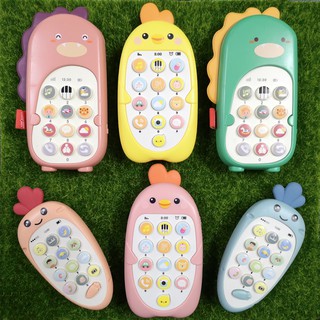 Bebé teléfono celular juguete para aprender y jugar educación temprana teléfono con cubierta de silicona luces de música para niños de 0 a 1 año