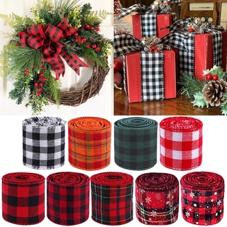 6M/Roll de decoración de navidad Plaid Linen Ribbon/chaquetas Tree Red Red Bow Linen/diadema de regalo de Hemp Hemp Ribbon (1)