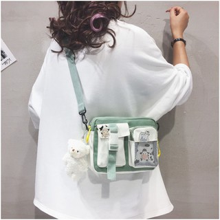 Lindo bolso de lona mujer 2021 nueva chica japonesa hit color pequeño cuadrado bolsa salvaje estudiante hombro bolsa de mensajero marea