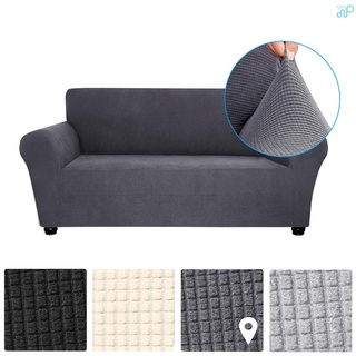 decdeal funda de sofá elástico antideslizante suave sofá funda lavable para sala de estar niños mascotas 3 asientos gris oscuro