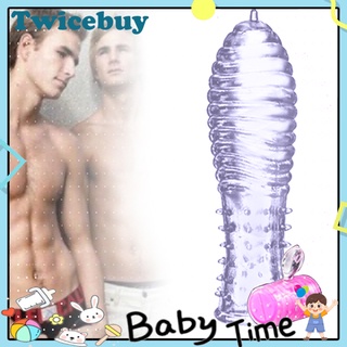 <twicebuy> vibrador hilo punteado transparente condón extensión pene manga bloqueo anillo juguete sexual
