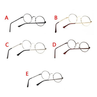 Versión coreana de la Retro redondo marco de aleación Unisex sólido plano gafas miopía marco redondo gafas decorativas (6)