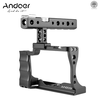 r andoer - jaula para cámara y mango superior (aleación de aluminio con montaje en frío, compatible con cámara dslr canon eos m50)