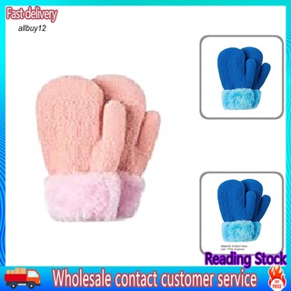 AL_ Children Kids Winter Gloves Boys Girls Solid Color Plush Gloves Windproof for Outdoor