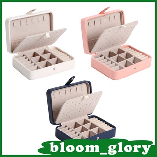 [bloom] caja de joyería portátil de cuero pu de doble capa de exhibición de almacenamiento organizador bolsa de embalaje simple para anillos pulsera