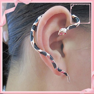 BT-aretes de oreja con forma de serpiente con incrustaciones de diamantes de imitación para mujer