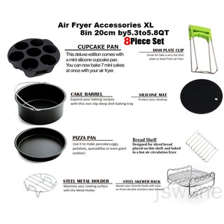 jswane-9pzas/juego de 8 Inches Air Fryer accesorios para cocina en casa herramientas de cocina Air Fryer herramienta para hornear hornear
