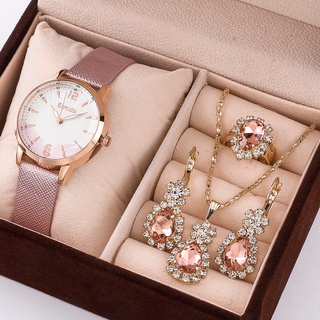 [Reloj Para Mujer + Accesorios] Reloj de mujer Reloj de cuarzo analógico Reloj de cuero casual para mujer