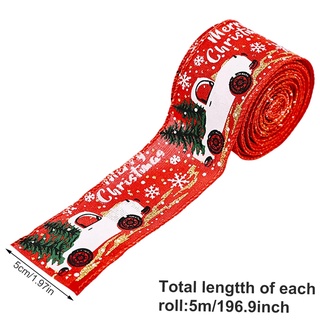 5M/Roll Christmas Ribbon Printed Burlap Ribbons For Gift Wrapping Wedding Decoration DIY Xmas Tree Wreath Bows (9)