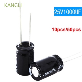 kangli 50pcs condensadores 16-50v 25v1000uf condensador electrolítico aluminio durable componente común 1000uf/25v