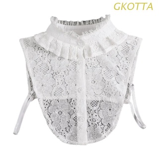 gkot mujeres niñas vintage blanco floral encaje media camisa blusa estilo europeo volantes soporte falso cuello desmontable muñeca dickey crop top chaleco collar
