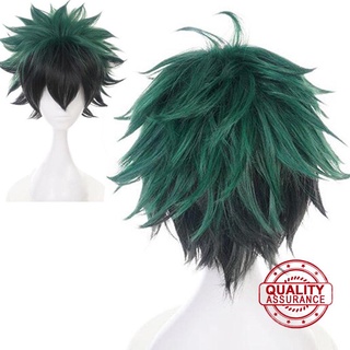 Peluca de Cosplay Anime My Hero Academia Deku Izuku Midoriya peluca corta verde + Hairnet X2A3