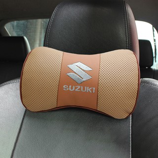 2pcs emblema de coche insignia de cuero reposacabezas para Suzuki SX4 Alto Alivio Jimny Auto asiento cuello almohada Interior Protector de cuello decoración (9)