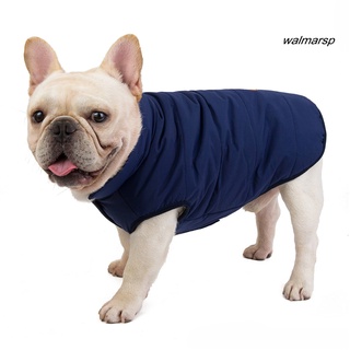 [Wmp] Bulldog Color sólido chaleco de algodón cierre de botón Chamarra perro ropa mascotas suministros (2)