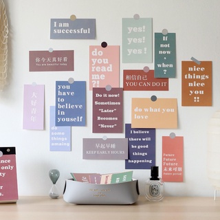 15 unids/Set inspirador tarjeta de texto dormitorio dormitorio habitación Ins arte postales pegatinas decorativas