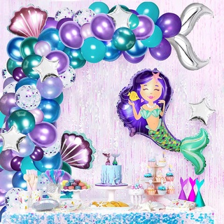 137 unids/Set de globos de sirena conjunto de globos de cola de sirena de papel de aluminio globo Baby Shower decoración de fiesta de cumpleaños