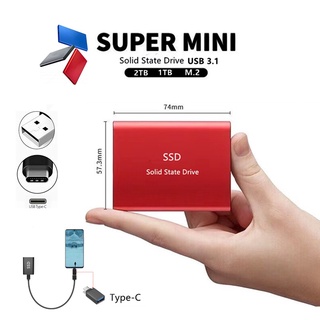 Mini SSD 2TB 1TB alta capacidad USB3.1 tipo C interfaz de alta velocidad portátil disco duro Metal mate Material de superficie disco duro externo (2)