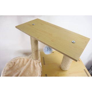 Casita rascadora para gato forrado 3 niveles con base madera medidas 50*38*70cm con caja individual color amarillo (4)