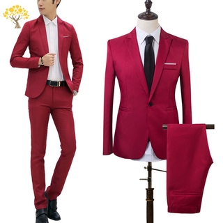 2 piezas de los hombres Slim Fit Formal de negocios esmoquin traje de abrigo pantalones de fiesta de boda fiesta de graduación (1)