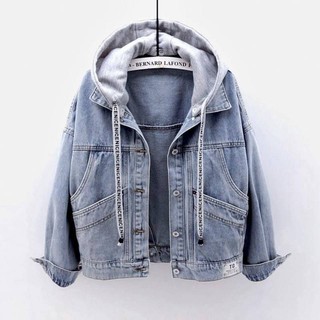 ❤ jaket jeans ❤ vaquero traje corto mujer suelto coreano corto 2021 primavera otoño BF manga larga capucha chamarra Multi-bolsillo bolsa