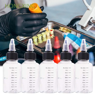 hongxing 5 botellas recargables vacías botellas cuentagotas herramientas de maquillaje transparente pigmento contenedor con tapa giratoria graduada medición plástico exprimible tatuaje tinta botellas