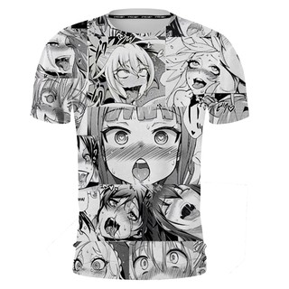 Ahegao camiseta Unisex Casual manga corta Tops Anime Tee