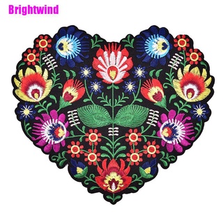 [Brightwind] 1 pza parches con bordado de flores en forma de corazón para ropa plancha en apliques