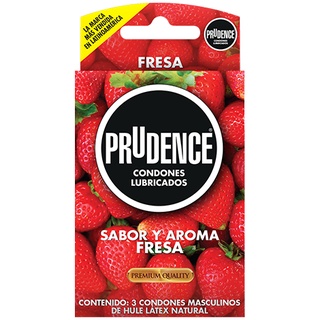 Condones Prudence Fresa 3 Piezas Comestible Latex Natural Sabor y Olor