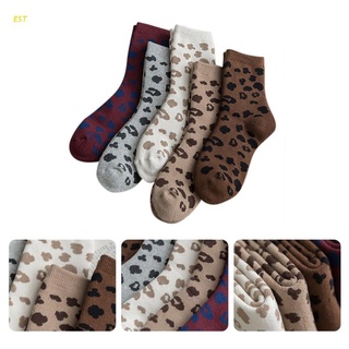 5 Pares De calcetines De algodón para mujer/calcetines De Leopardo/terciopelo/calcetines De algodón para