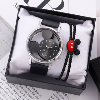 【Reloj + Pulsera】Reloj De Mujer New Mickey Mouse Hollow Cute Watch Reloj De Cuarzo（Sin Caja Pequeña） (5)