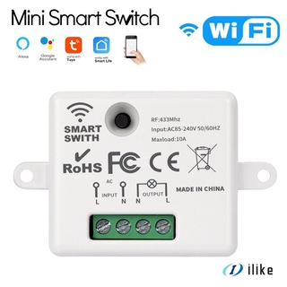 wifi mini interruptor inteligente tuya de un solo cable teléfono móvil controlador remoto rf/rf433 + wifi ilike