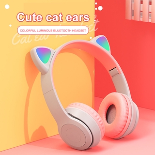 Luz de respiración LED de oreja de gato P47 Pc Fones De Ouvido Com Microfone Com Cancelamento De Ruído Para Telefone Ps4 Laptop (4)