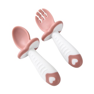 char 2 unids/set bebé entrenamiento suave cabeza cuchara y tenedor mango corto niños cuchara tenedor set libre de bpa (5)